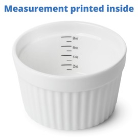 BTaT- Ramekins, Set of 8, Ramekins for Baking, Ramekins 8 oz, Ramekin with Measurement Markings, Creme Brulee Dishes, Souffle Cups, Custard Cups, Ceramic Bakeware, Souffle Dish, Mother's Day Gift