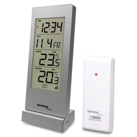 Popular weather station WS9767 by Technoline now also available in silver, with outdoor temperature, indoor temperature and accurate time.