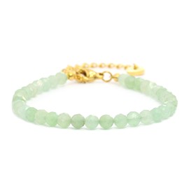 Genuine Gemstone Bracelet with Faceted 4 mm Beads – Adjustable Length – Healing Stone Protective Stone Bracelet Lucky Charm Talisman Gift, Gemstone, Faceted gemstone