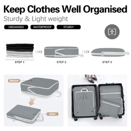 Compression Packing Cubes Set, Ultralight Expandable Travel Organizers for Carry on Luggage,Waterproof Travel Packing Cubes,Compression Suitcase Essential Bag (Grey 9pcs)
