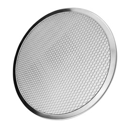 B Baosity Round Mesh Tray Non Stick Aluminium Baking Cooking Oven Cripser Pan, Silver, 8inch