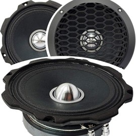 4X Gravity WZ6G Warzone Series 6.5-Inch 1000 Watts Peak Power Midrange Car Speakers + 4X Audiotek AT-W460BK 600 Watts Peak Power Heavy Duty Titanium Super Tweeters