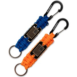 ParaDance Paracord Keychain Carabiner with Cool USA Flag for Men/Women, Military Braided Key Chain with Hook Clip Key Ring, Heavy Duty Key Lanyard for Car Keys/Backpack/Knife and More, 2-Pack (O&B)