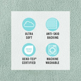 MARTHA STEWART Drylon Microfiber Bath Rug - 1 Piece, Ultra Soft Plush, Non-Slip, Thick, Washable Bathroom Rugs, Home Decor Accessories, Household Essentials, Small Bath Mat, 17" x 24"​, Aqua