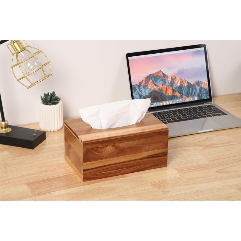 CATORY Tissue Box Cover, Acacia Wood Tissue Box Cover Rectangle,