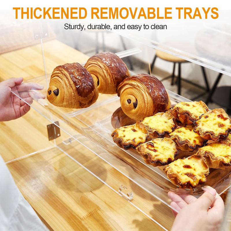 2 Tray Commercial Countertop Bakery Display Case 21.6" x 15.7"