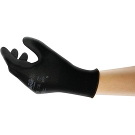 Ansell EDGE 48-126 Abrasion-Resistant Polyester Nitrile Industrial Gloves w/Knitted Liner for Auto, Machinery - Black