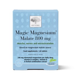 New Nordic Magic Magnesium Malate | 800 mg Extra Strength | High Absorption with Vitamin B Complex, and Vitamin D | Muscle and Sleep Support for Women and Men | 60 Tablets