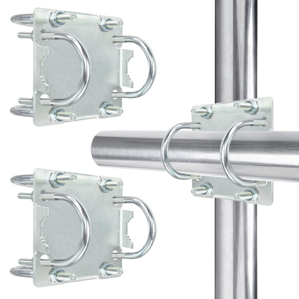 2PCS Antenna Mast Clamp Cross-Over Bracket Kit with U Bolts