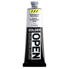 OPEN Slow-Drying Acrylics by GOLDEN, Benzimidazolone Yel Med, 5 fl oz. tube, Professional Acrylic Paint, Semi-Transparent