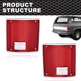 CROSSDESIGN LED Tail Light Assembly Lens Set Red Lens Compatible with Chevy Blazer C10 C20 C30 1975-1986 /Fit GMC C15 C1500 C2500 Jimmy 1973-1991 Red Tail Lamps 5968330 5968329 GM2801122 GM2800122