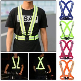 Reflective Vest MASO Reflective Night Running Vest with Adjustable Strap & Breathable Holes, Ultrathin Lightweight Safety Vest with 360°High Visibility Green