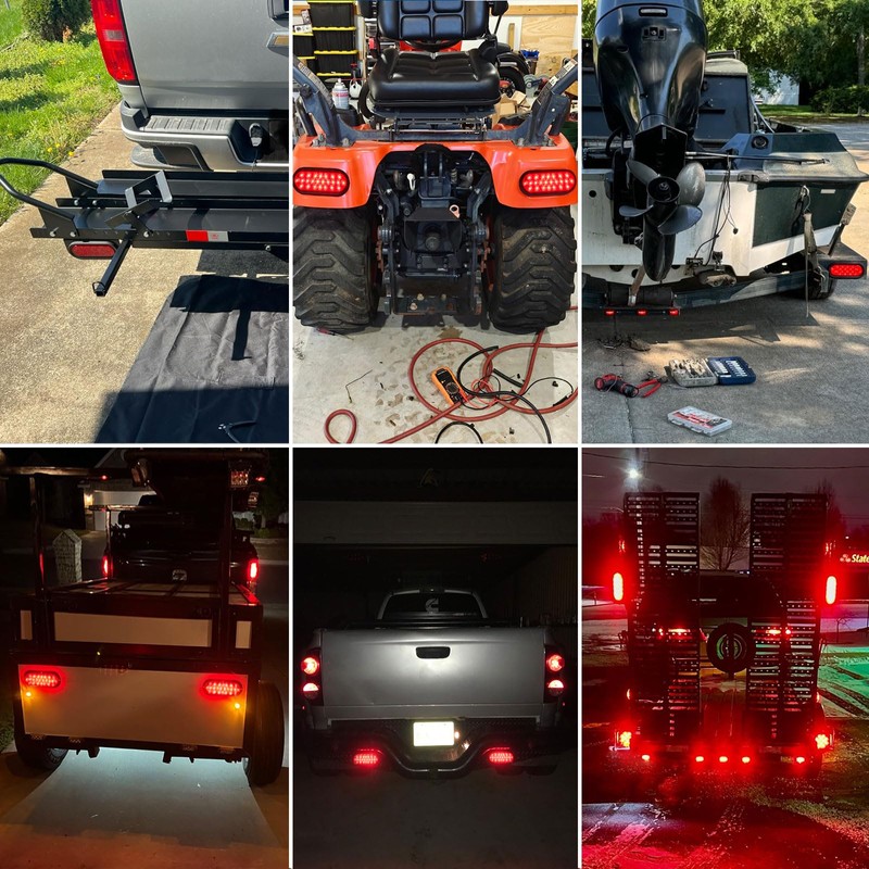 6 Pcs 6 Inch Red Oval Led Trailer Tail Lights