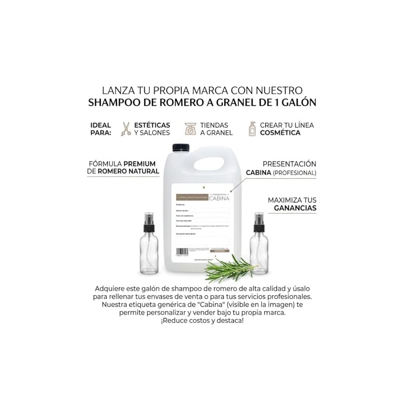 Shampoo Vegano de Romero a Granel Profesional 1 Galón (3.8