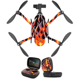 MightySkins Skin Compatible with GoPro Karma Drone Headphones wrap Cover Sticker Skins Hot Flames