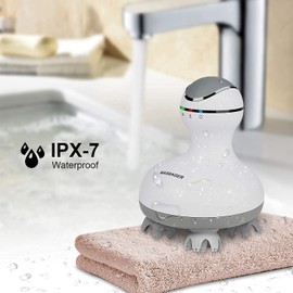 Electric Scalp Head Massager with 4 Removable Heads Attachments for Stimulating Hair Growth, Deep Clean & Stress Release, Waterproof Portable Massager for Head Neck Body