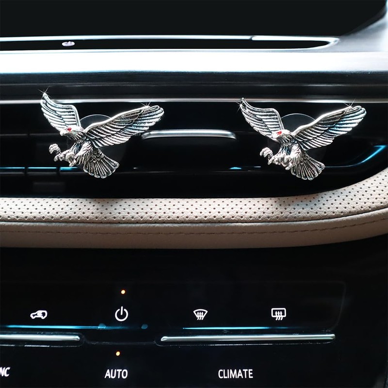 ORIESSE Vintage Eagle Car Air Freshener Vent Clips,2pcs Alloy Silver