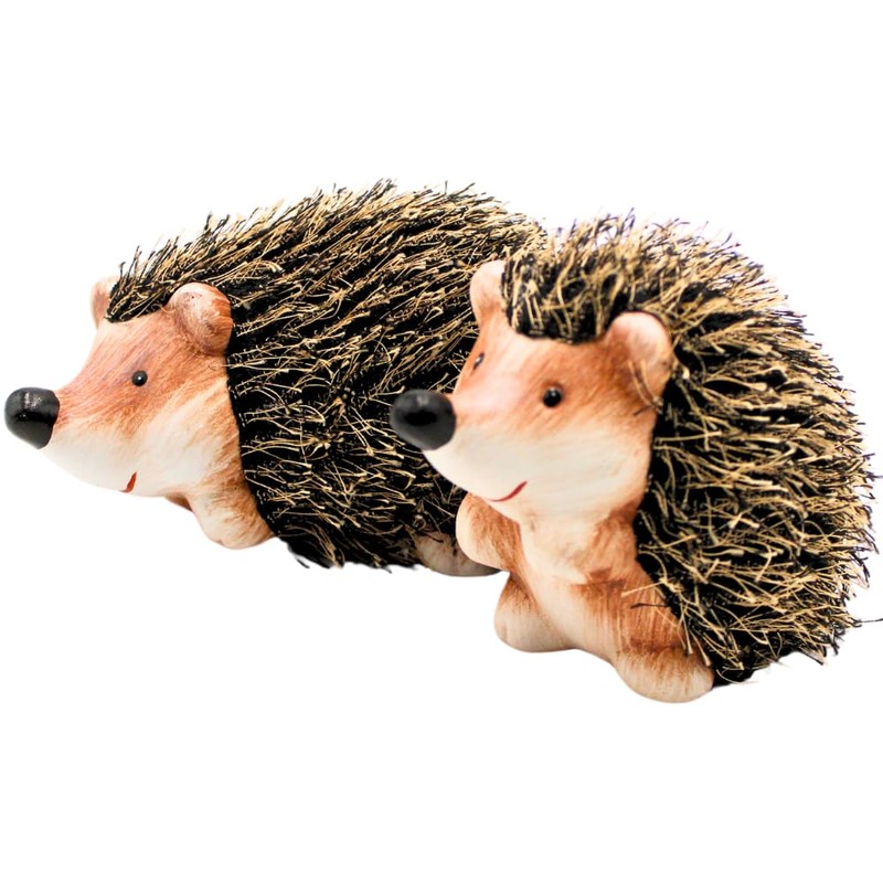 Decorative Hedgehog Ceramic Garden Hedgehog Decorative Hedgehog with Fur Set