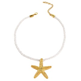 TIESOME Gold Starfish Necklace for Women, Gold Shell Pendant Necklaces Adjustable Beach Starfish Jewelry Summer Ocean-Themed Pendant Accessory