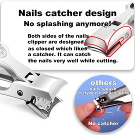 Nail Clippers Anti Splash Nail Cutter Stainless Steel Manicure Tools for Thick Nails (SILVER)