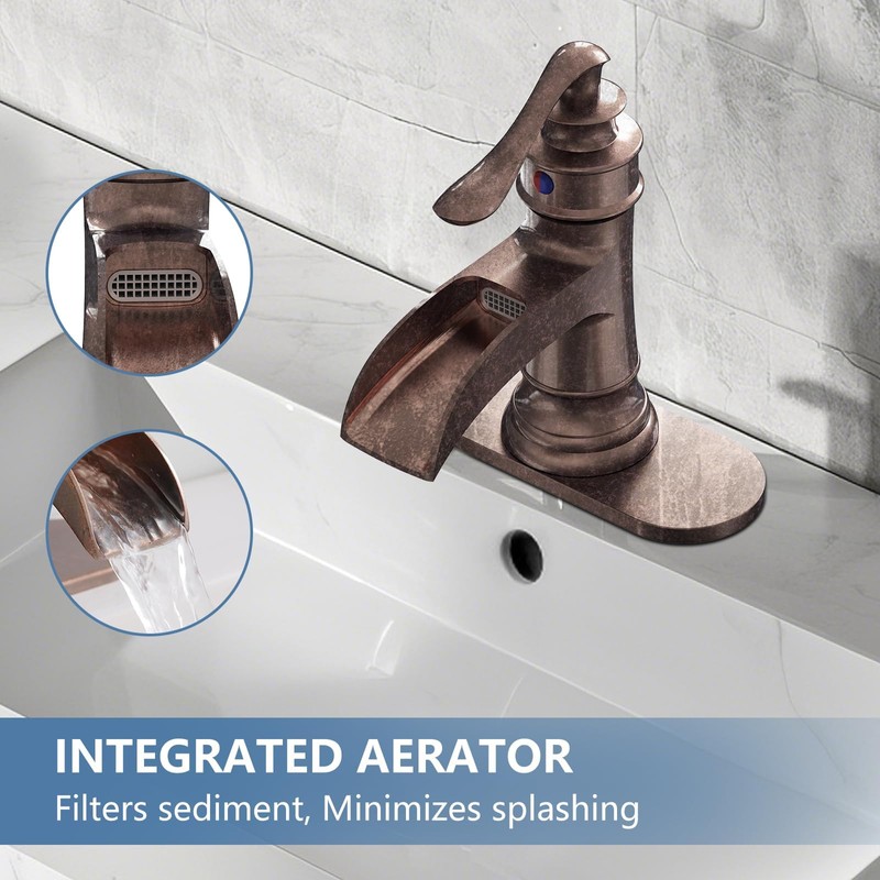 Homevacious Bathroom Faucet Copper Waterfall Bathroom Sink Faucets with Single