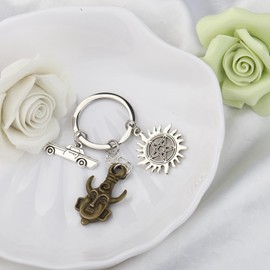 MAOFAED Winchester Brothers Gift Pentagram Symbol Keychain Tv Show inspired Gift For Fan (pentagram kr)