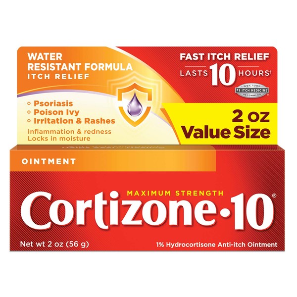 Cortizone 10 Maximum Strength Ointment 2 oz., 1% Hydrocortisone Ointment for Itch Relief