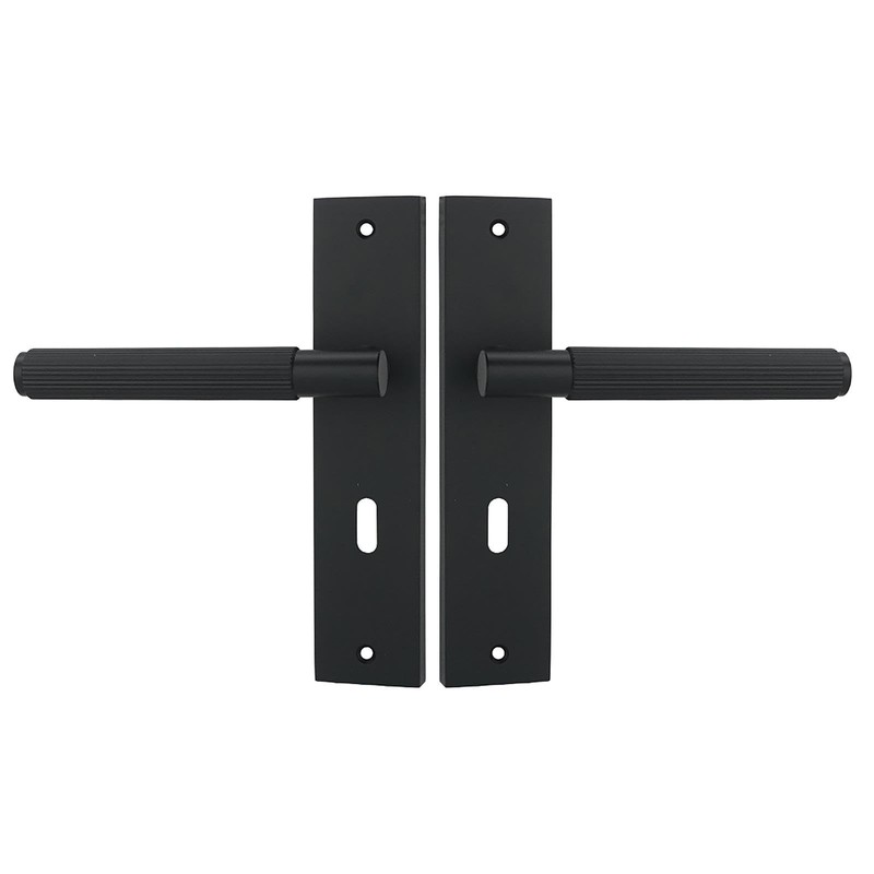 Decoranddecor Hera Matt Black Keyhole Backplate Door Handles Set –