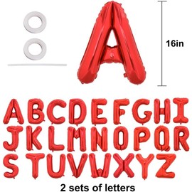TONIFUL Pack of 52 16 Inch Red Letter A-Z Balloons Custom Phrase Mylar Foil Alphabet Create Your Own Banner for Birthday Anniversary Celebration Graduation Party Supplies