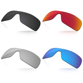 LenzReborn High-impact Polarized Lens Replacement for Oakley Batwolf OO9101 Sunglass - Dark Black+Silver Chrome+Fire Red+Ice Blue