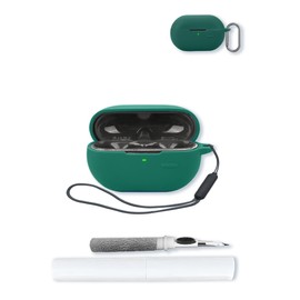 Case for SoundPeats PearlClip True Wireless Bluetooth Earphones,Soft Protective,BOVUGAC Silicone Case Cover with Keychain & Cleaning Kit & Lanyard for SoundPeats PearlClip Earbuds-Green