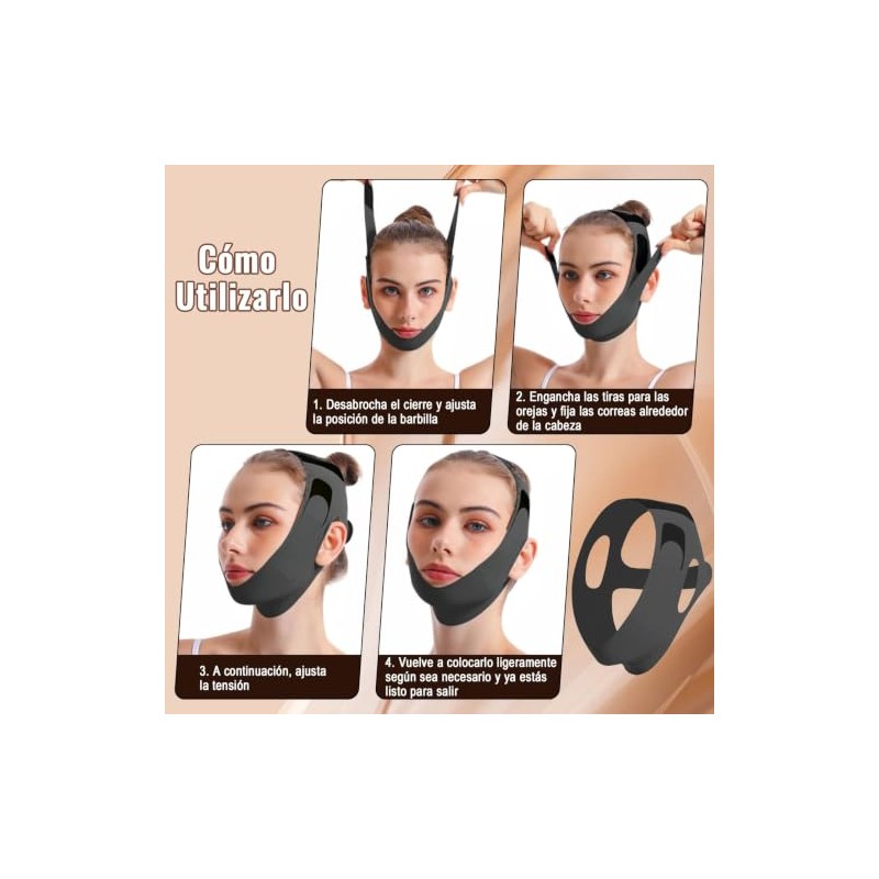 Yakiter 2Pcs Faja Papada Facial Lifting,Reutilizable Faja para Papada Mujer,para