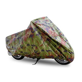 Motoforti Universal Motorcycle Cover, Motorbike Cruisers Rain Cover, XL Size, Outdoor Waterproof Dustproof Protective, 190T Polyester, Camouflage