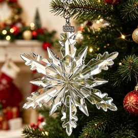 Annual Edition Ornament 2026, Crystal Glass Snowflake Christmas Ornaments