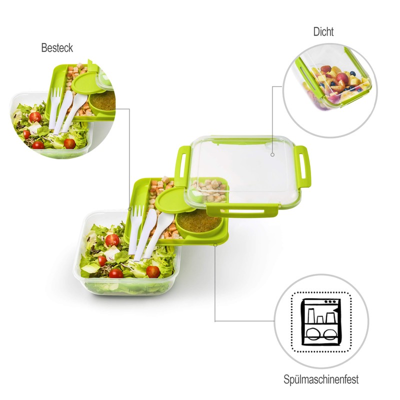 Rotho Memory B3 Lunch Box 1.7 L with Cutlery and