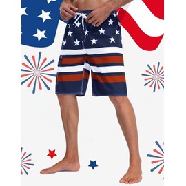 Nonwe Men's Swimwear Quick Dry USA Flag Swim Trunks Navy 30