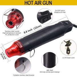 Hangjiatool 580 Pcs Heat Shrink Tubing Kit,Mini Heat Gun for Shrink Tubing,300W/392℉ Heat Shrink Gun,2:1 Wire Shrink Wrap Tubing for Wires,Shrink Wrap and Cable Repair.