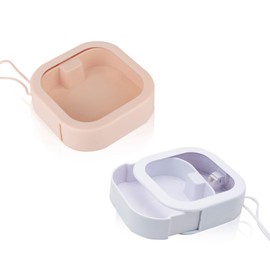 2 Stück Haargummi Organizer Haargummi Halter Plastik Organizer Tragbare Reise Aufbewahrungsbox Schmuckkoffer Klein Aufbewahrungsbox für Haltebare Kopfhörer Wattestäbchen Haaraccessoires(Weiß, Rosa)