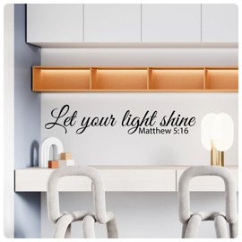 My Vinyl Story - Let Your Light Shine Matthew Wall Decal - Inspirational Sticker Quote, Bible Verse Religious Vinyl Word Art Decor for Home, Kid's Room, Affirmation, Removable (Black, 22x5 inches)