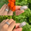 Wuziwen Sterling Silver Round and Baguette Eternity Ring Wedding Band