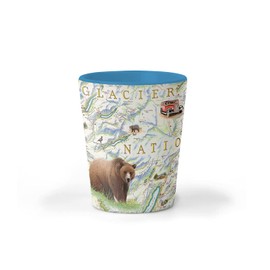 Xplorer Maps Glacier National Park Map Shot Glass – 1.5 oz Ceramic – Featuring Mount Rushmore & Devils Tower – BPA-Free, Durable Gift for Home, Office, Bar, or Souvenir