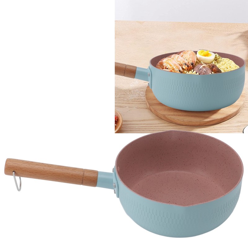 Wooden Handle Milk Pot Aluminum Alloy Multifunctional Flat Bottomed Noodle