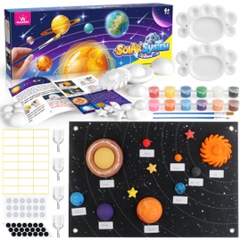 Solar System Project Kit for Kids, Solar System Model Toy Kit for Kids, Learn School Space Planet Science Project of Mix Foam Balls, Planet Felt Board, Colors, Brushes, Adhesive Hooks, Instruction