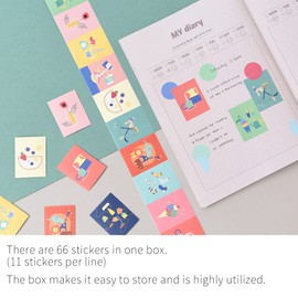 Monolike Wow Sticker Birthday Party + Ordinary Days Set - Mini Size Cute Stickers, Square Stickers