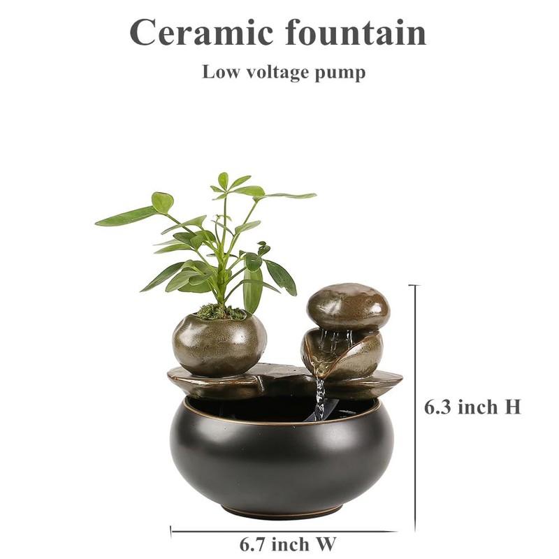 Ceramic Tabletop Fountain for Indoor and Home Decoration Table Desk
