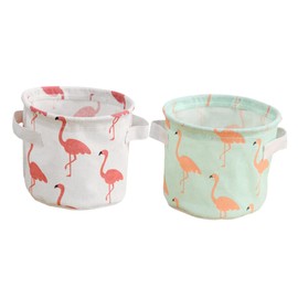 CHILDWEET 3sets Cotton Storage Bins Round Baskets Cartoon Pattern for Home Office Bathroom Functional 2pcs*3