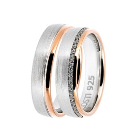 DOOSTI Partner/Wedding Rings Bi-Colour 925 Silver - Includes -