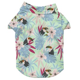 Tangpan Stipes Tropical Print Pet Dog Shirt Puppy Summer Hawaiian Beach Polo Shirts Clothes(Green,S)