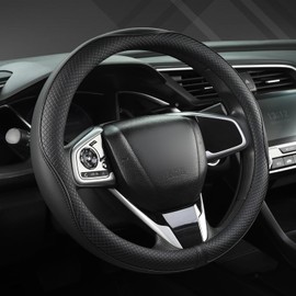 Azuldimen Universal Auto Funda para Volante de Coche con Cuero (14.5-15 Pulgadas, Nergo)