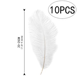 Yuzhou 10 PCS Natural Ostrich Feathers, 20-25cm/7.9-9.8inch Wedding Feathers Plume Feather Party Table Feathers Dyed Ostrich Feathers White Feathers Feathers for Centerpieces for Home Wedding Party